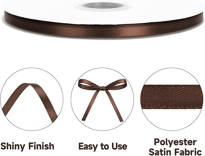 KINGLAKE Brown Satin Ribbon - Image 3