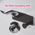Hair Dryer Holder, Hair Dryer Holder Wall Mounted, Self Adhesive Blow Dryer Holder, Stainless Steel Hair Dryer Stand, Hairdryer Holder for Bathroom Black BANJEKT