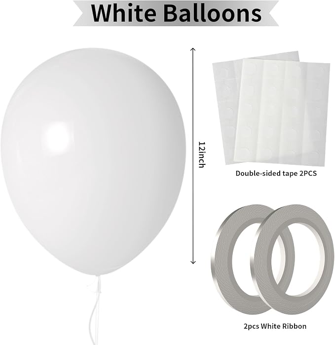 White Balloons 100 Pack 12 inch Extra Thick Latex Party Decorations | Balloons - Image 2