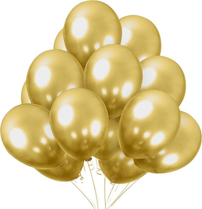 KBZVNAF Gold Metallic Chrome Latex Balloons 50 Pack 12 inch | Round Helium by KBZVNAF