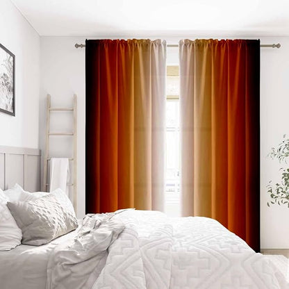 Abstract Orange Curtains for Living Room 84 inch Length 2 Panels Set, Burnt - Image 6