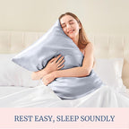 BEDELITE Satin Pillowcase for Hair and Skin, Super Soft and Cooling Similar to Silk Pillow Cases 2 Pack with Envelope Closure, Gift for Women Men(20"x30" Queen Size, Evening Haze)