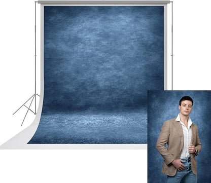 UrcTepics 8×12ft Dark Blue Abstract Fabric Backdrop. School Headshot, Senior by UrcTepics