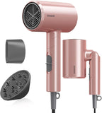 Ionic Diffuser Hair Dryer for Curly Hair, 1875W Fast Drying Blow Dryer with Diffuser and Concentrator Nozzle, Compact & Portable Negative Ion Hairdryer Blowdryer, 3 Heat 2 Speed Settings, Pink