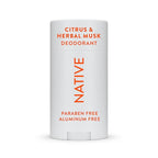 Native Deodorant | Natural Deodorant for Men, Aluminum Free with Baking Soda, Probiotics, Coconut Oil and Shea Butter | Citrus & Herbal Musk