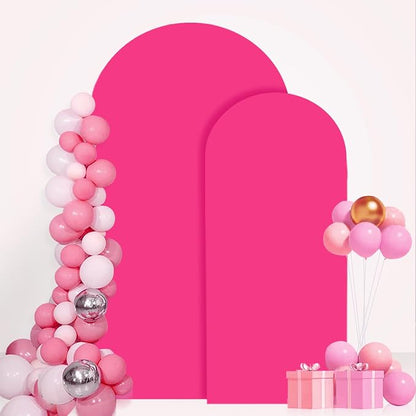 FANPROMS Set of 2 Wedding Arch Cover 6FT 7.2FT Hot Pink Arched Backdrop Cover - Image 4