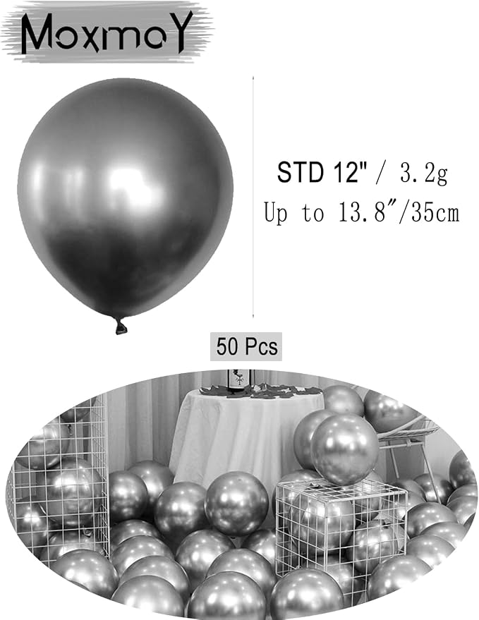 Metallic Silver Balloons, Disco Party Balloons Decorations - Image 2