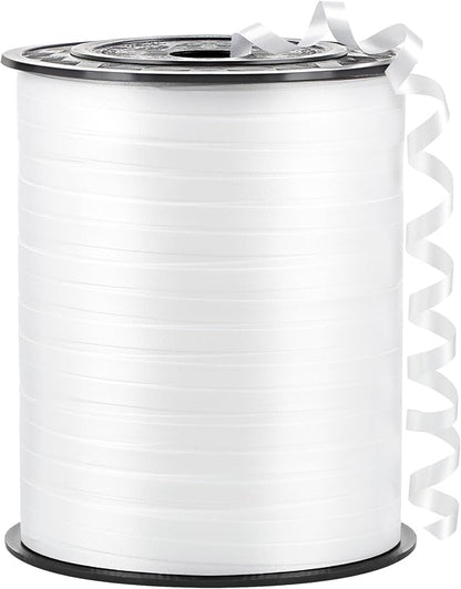 White Curling Ribbon, 500 Yards, 1/5 Inch | by CLUEWR