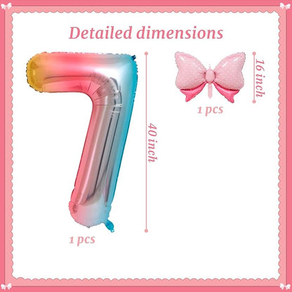 40-Inch Number 7 Gradient Giant Number Balloons And Mini Bow Balloons Foil - Image 2