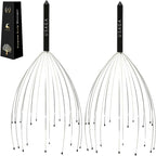 USAGA Head Massager Scalp Massager 20 Fingers Head Scratcher, Stocking Stuffers Gift for Scalp Body Relaxing (Black & Black)