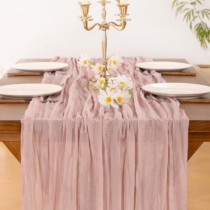 Pink Cheesecloth Table Runner Summer Boho Wedding Birthday Party Home Decor | - Image 5