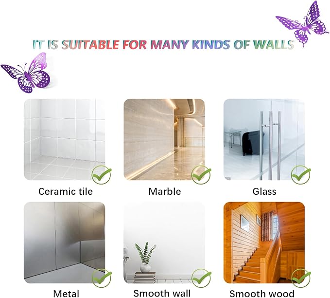 SAOROPEB 3D Butterfly Wall Decor 48 Pcs Purple Butterfly Decorations | 4 Styles - Image 7