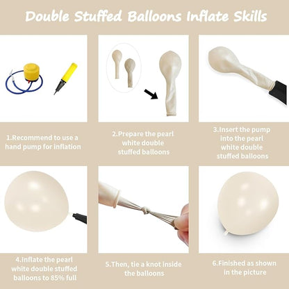 Double Stuffed Pearl White Ivory Balloon Garland Arch Kit | 18/12/10/5inch - Image 2