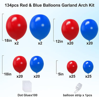 YMSZ Red and Blue Balloon Garland Arch Kit, Graduation, Independence Day - Image 2