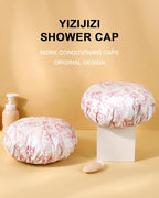 YIZIJIZI 2 Pieces Heat Cap for Deep Conditioning, Conditioning Cap Made of Aluminum Foil for Home and Salon Use, Hair Dyeing（Pink floral）
