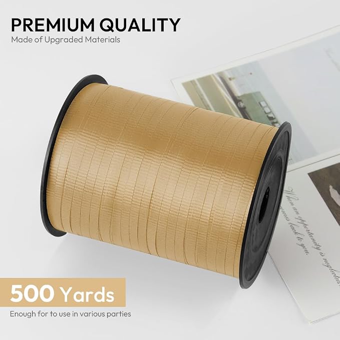 Golden Crimped Curling Ribbon, 1/5" Wide x 500 Yards Christmas Curling Ribbons - Image 2