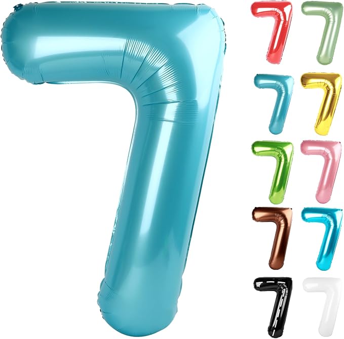 Pearl Blue Number 7 Balloon 40 Inch by IWERP
