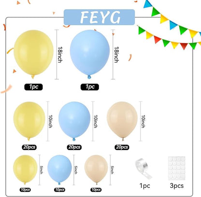 Pastel Blue Yellow Balloon Garland Arch - Image 2