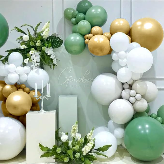 MEBAY Green White Gold Balloon Arch Kit - Image 6