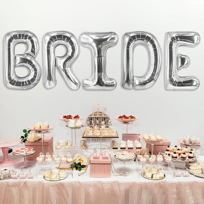 Silver Bride Balloons Bridal Shower Bachelorette Balloons Wedding Party Balloon - Image 5