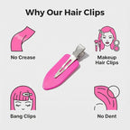 No Crease Hair Clips Makeup Pin Curl Clip Bulk 40Pcs Multicolor No Bend Dent Bang Creaseless Hair Clips for Makeup Application Bangs Hairpin Setting Pins Clip for Women Styling (Pink.Purple)