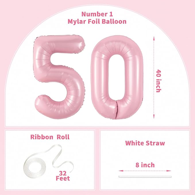 Number Balloons Pink Party Balloon - Image 2
