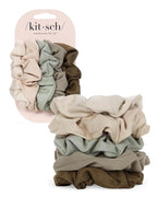 Kitsch Scrunchies for Women - No Crease Hair Ties for Girls | Scrunchies For All Hair Types and Textures, Perfect for Day or Night | Ideal Gifts for Women - Moss Green, 5 Pcs