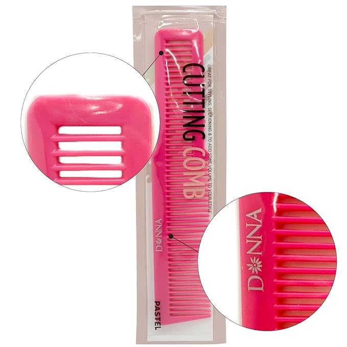 DONNA Cutting Comb – Precise Haircut & Sectioning Tool – Dual-Sided Fine & Wide Teeth Tail Comb for Layering, Thinning & Styling Wet or Dry Hair (PINK)