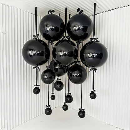 13pcs Black 4D Balloons 22" 18" 10" 4D Dark Ball Balloon Black Metallic Foil - Image 3
