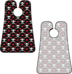 Adjustable Beard Catcher Apron, Black Red Love Heart Skull and Crossbones Shave Bib, Non-Stick Waterproof Grooming Bib, Shaving Essential for Men Dad Christmas