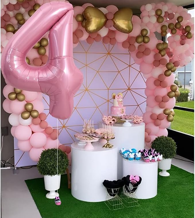 TONIFUL 40 Inch Pink Number 4 Balloons Large Foil 4th Birthday Decorations | - Image 5