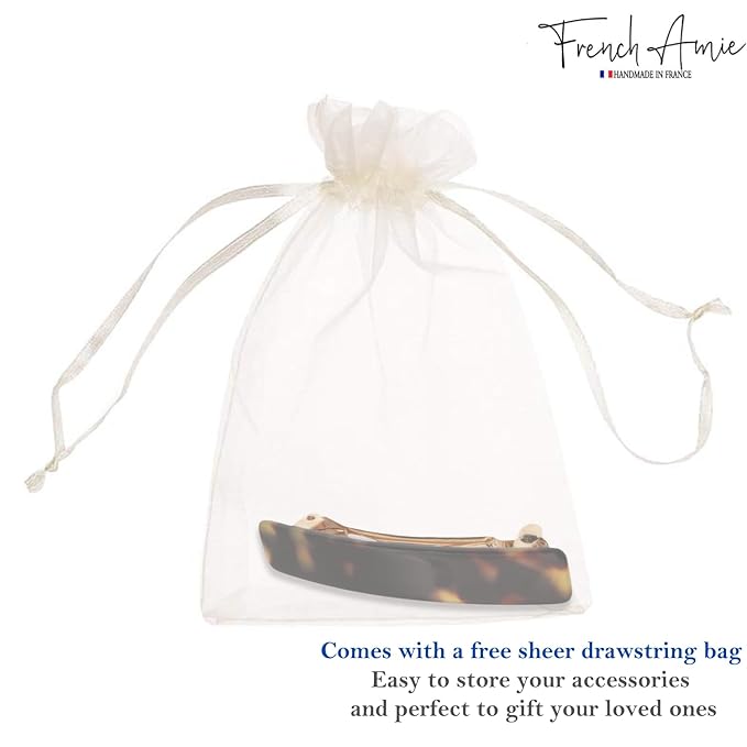 French Amie Small 2 1/4 inch Celluloid Handmade Hair Barrette No Slip Grip Durable Styling Women Hair Accessories Hair Clip for Girls, Made in France(Tokyo)