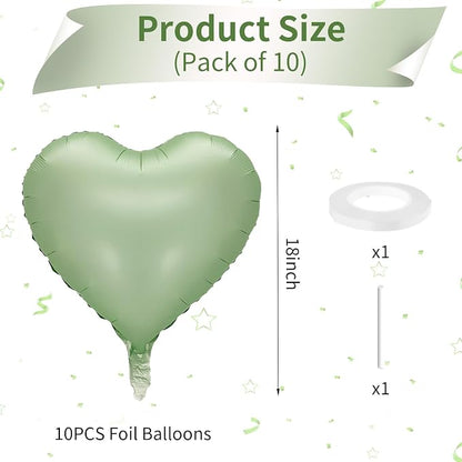 Sage Green Heart Balloon, 18inch Olive Green Heart Shape Balloons - Image 2