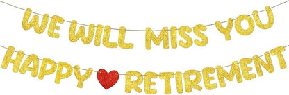 Fulmoon Pre Strung Happy Retirement and We Will Miss You Banner Bunting by Fulmoon