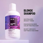 IGK Blonde Pop Shampoo + Conditioner Set | Purple Toning + Brighten + Neutralize Brass | Vegan + Cruelty Free | 8 oz (Set of 2)