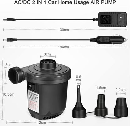 Air Pump for Inflatables, Portable Quick-Fill Electric Air Mattress Pump - Image 2