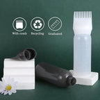 Pimoys Root Comb Applicator Bottle 6 Ounce, Oil Applicator for Hair Dye, Hair Oiling Bottle Brush with Graduated Scale, White