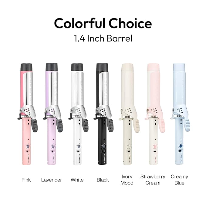 VODANA Professional GlamWave Ceramic Curling Iron, Long-Lasting Natural Curls, Instant Heat, Hair Curler, Curling Wand, Available in USA (1.4 inch, Creamy Blue)