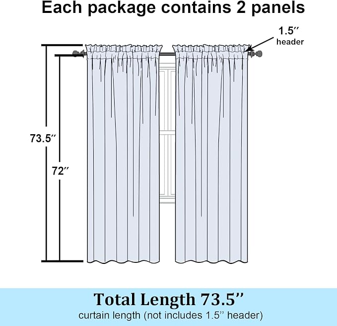 Simplebrand Gold Sheer Curtains 72 Inch Length 2 Panels - Image 7