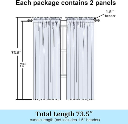 Simplebrand Navy Blue Sheer Curtains 72 Inch Length 2 Panels - Image 7