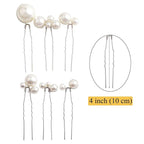U Shaped Pearl Hair Pins for Wedding, Elegant Updo Hair Accessories for Bridal or Women, Set of 12 (Silver)