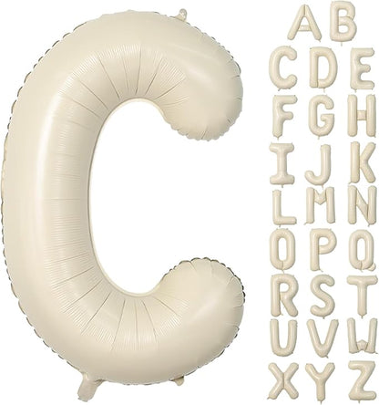 Cream C Letter Balloons, 40 Inch Letter C Balloon Beige, Helium Custom Letter by Dagelar