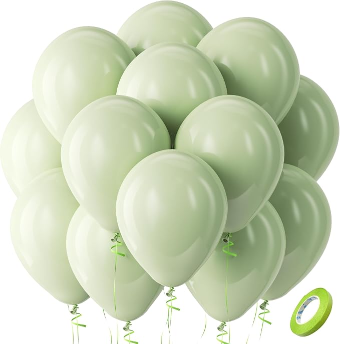 Bezente Sage Green Balloons Latex Party Balloons 100 Pack 12 inch | Dusty Boho by Bezente