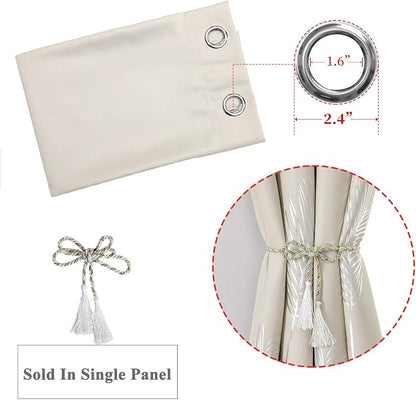 Cream Beige Curtain for Sliding Door 100W x 96L Inch Long Elegant Luxury Silver - Image 7