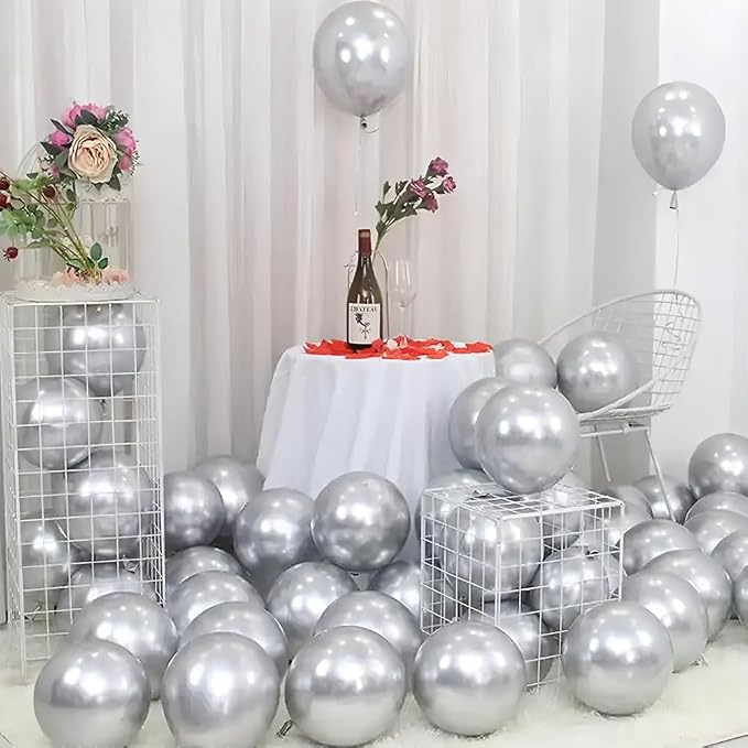 400 Pack Silver Balloons 5 Inch Metallic Chrome Silver Latex Small Balloon - Image 4