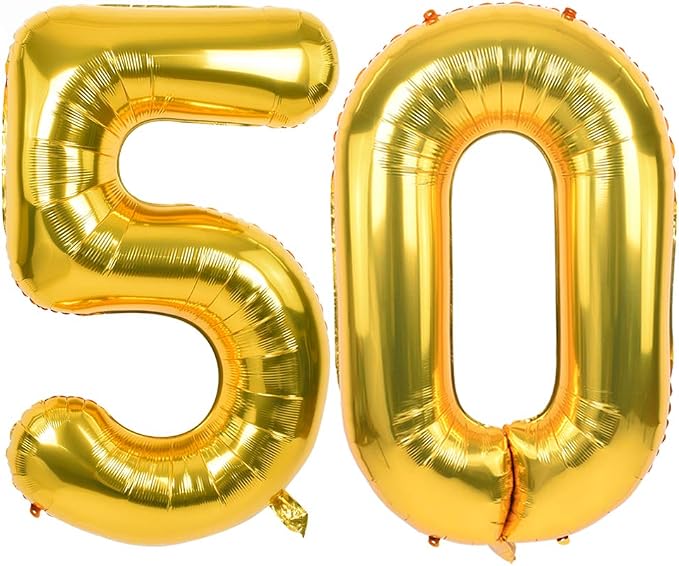 TONIFUL 40 Inch Gold Foil Number 50 Balloon, 50th Birthday Decorations | Large by TONIFUL