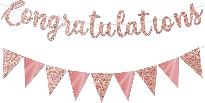 Glitter Rose Gold Congratulations Banner by Unknown
