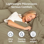 King Pillow Cases Set of 4 - Ultra Soft Hotel Quality Pillowcase Covers - Comfy, Cozy & Wrinkle Free - Shrinkage, Stain and Fade Resistant - Machine Washable Pillow Protectors - 4 Piece Set - Khaki