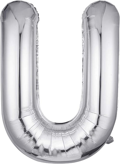 Single Aluminum Hanging Foil Film Silver Letter Balloons U 40 Inch | by FFNIU