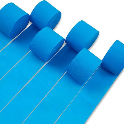 PartyWoo Blue Sky Light Blue Crepe Paper Streamers 6 Rolls 492 FT | Graduation by PartyWoo
